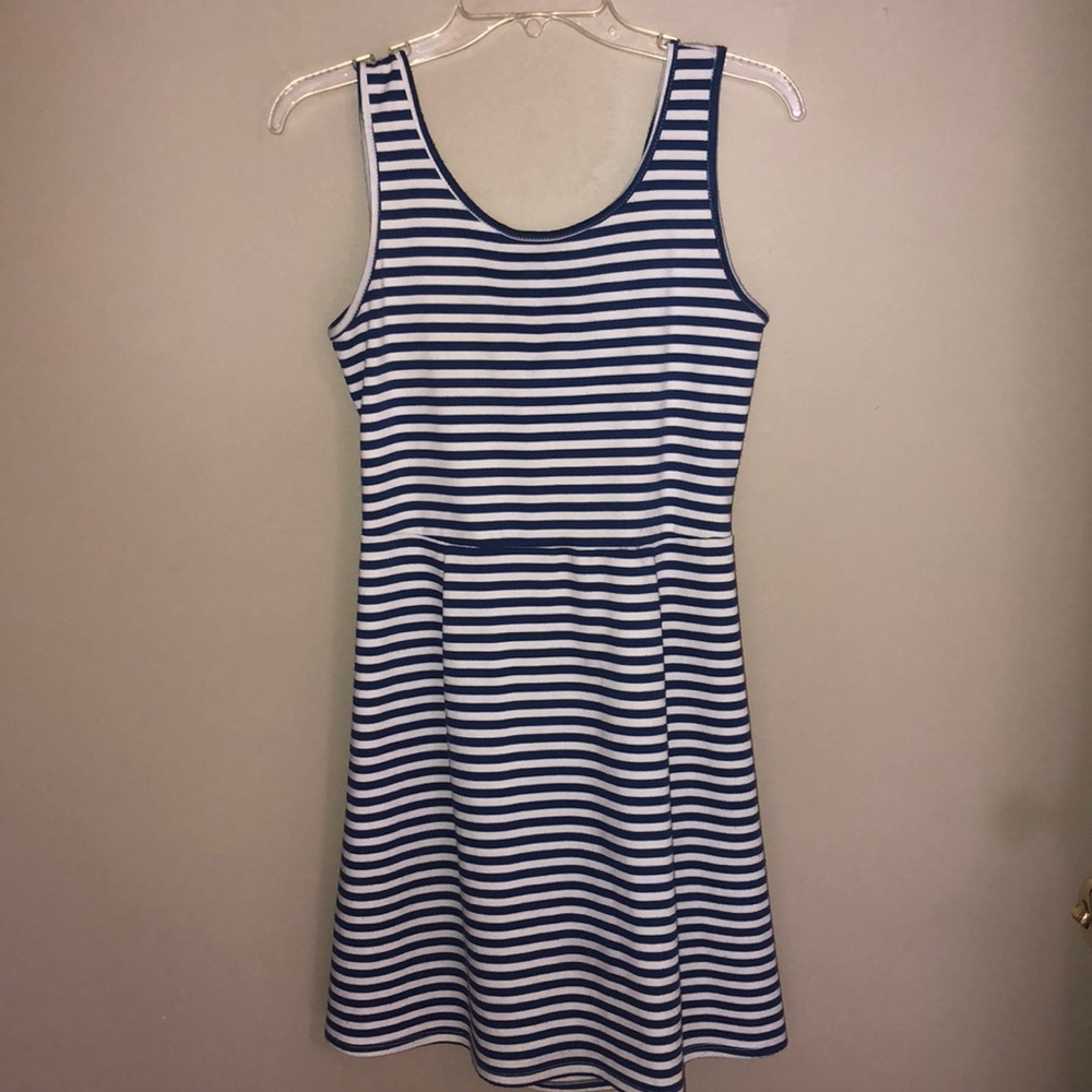 Blue and white pinstripe dress with bows!